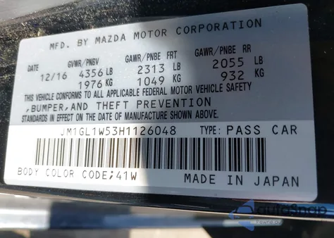 2017 Mazda Mazda6 Grand Touring из США, поврежденный, VIN JM1GL1W53H1126048